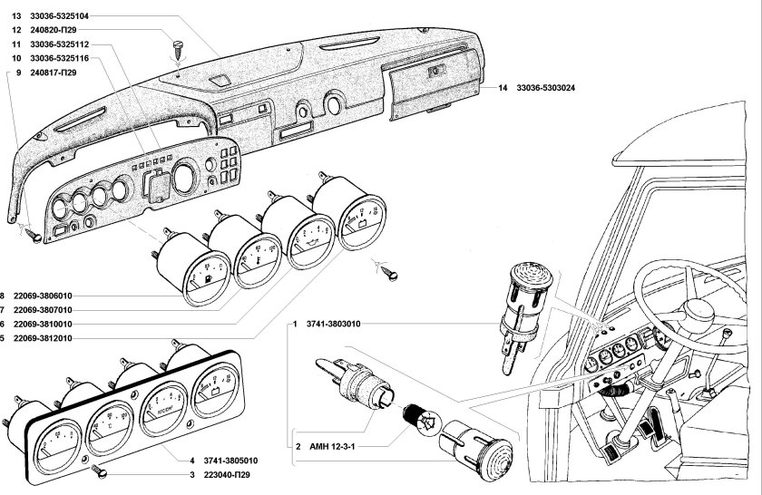 Лампы приборной панели УАЗ 3303