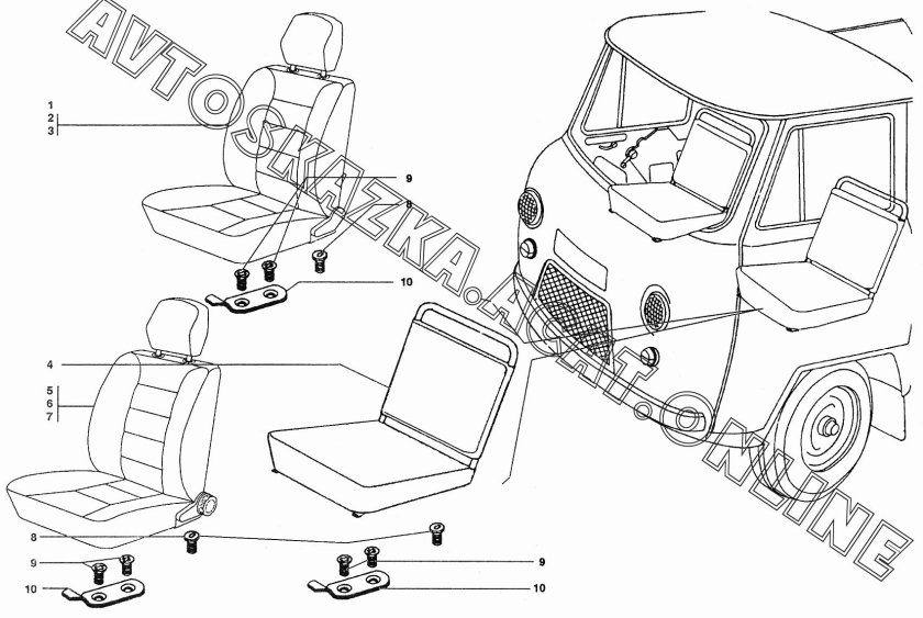 Сиденье водительское УАЗ 452 Буханка