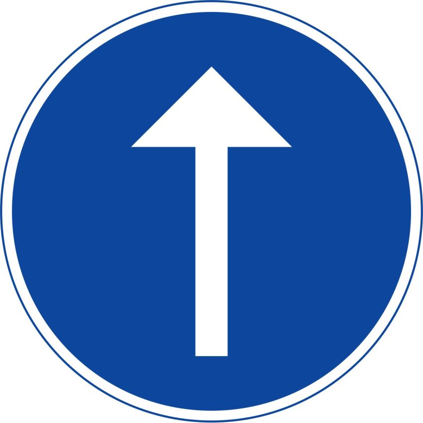 Дорожный знак только прямо