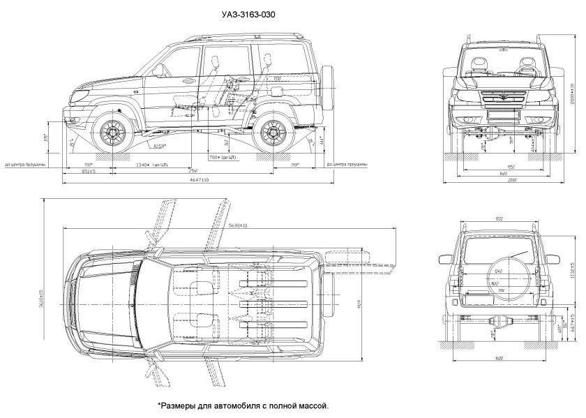Габариты УАЗ Симбир 3162