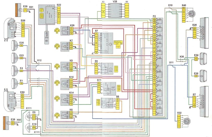 КАМАЗ евро 2 схема электрооборудования цветная