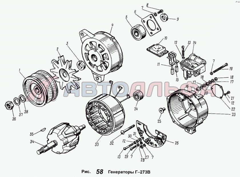 Генератор ЯМЗ 238 схема