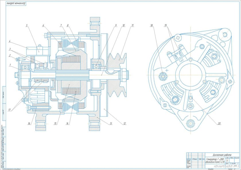 Чертёж генератора КАМАЗ 5320