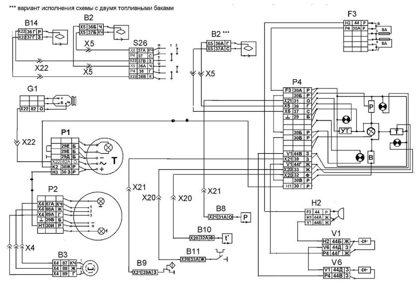 Схема электрооборудования КАМАЗ 5320