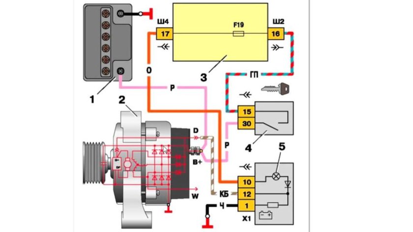 Электро цепь генератора ВАЗ 2112