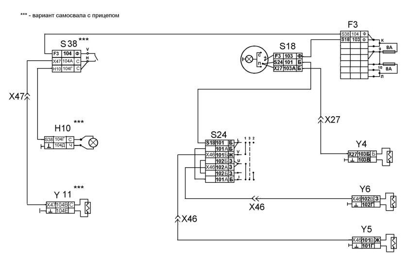 Электрическая схема подъема кузова КАМАЗ 6520 евро