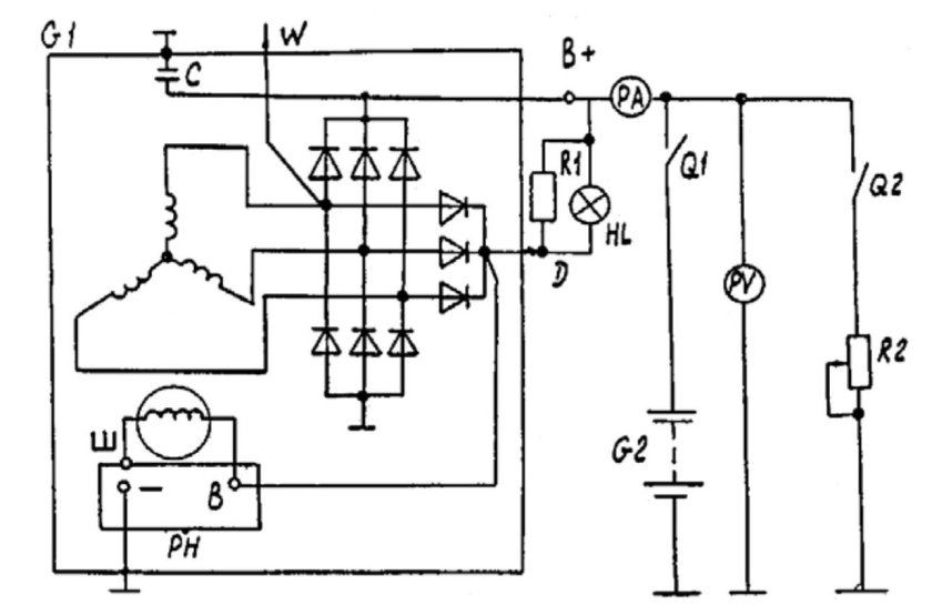 Электрическая схема генератора автомобиля