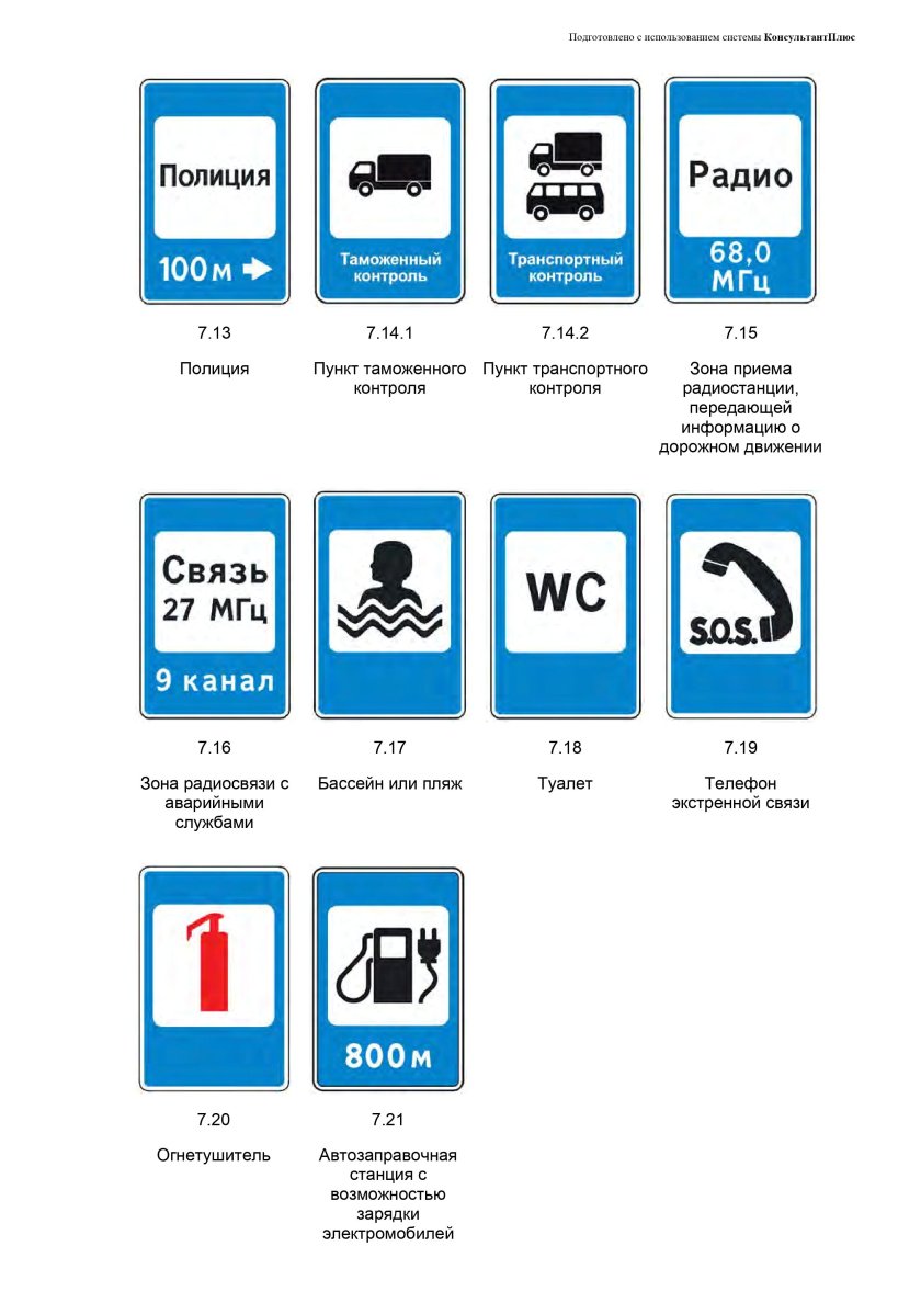 Знаки сервиса дорожного движения