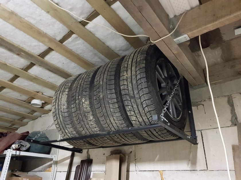 Полка для колес в гараже
