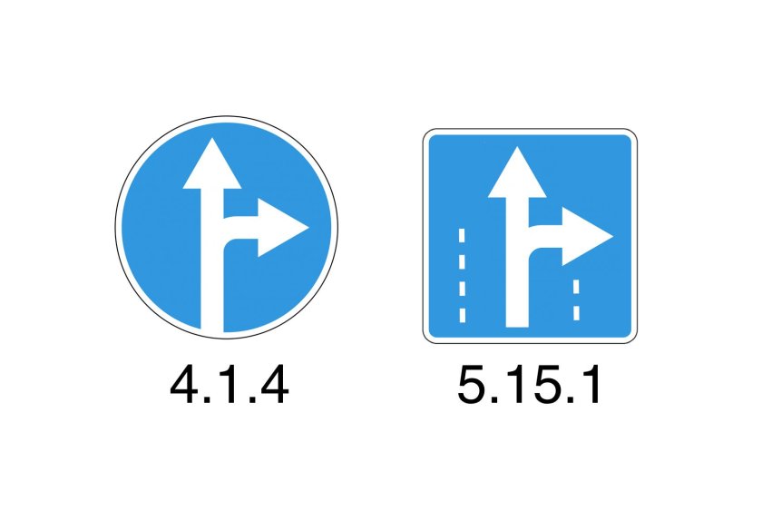 Знак 4.1.4 движение прямо или направо