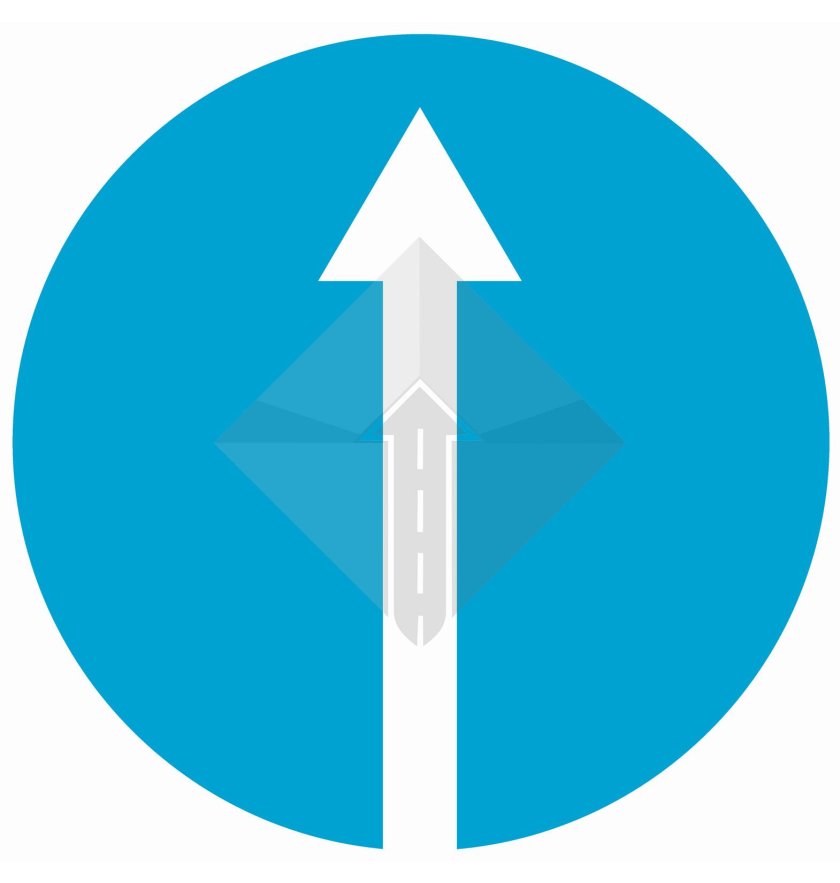 Круглый знак прямо