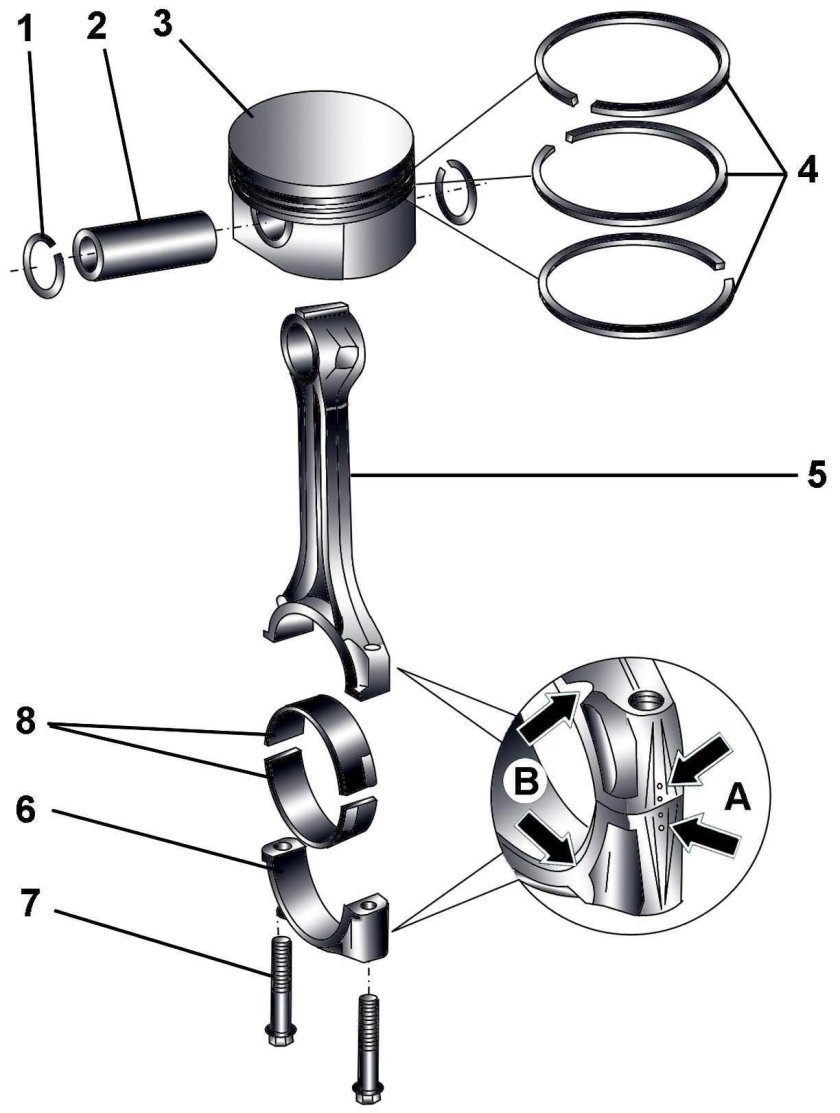 Сборка шатуна с поршнем ВАЗ 2110 8 клапанов