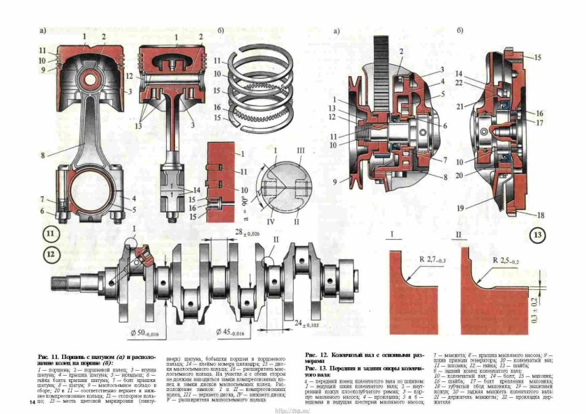 Чертеж коленвала ЗАЗ 968