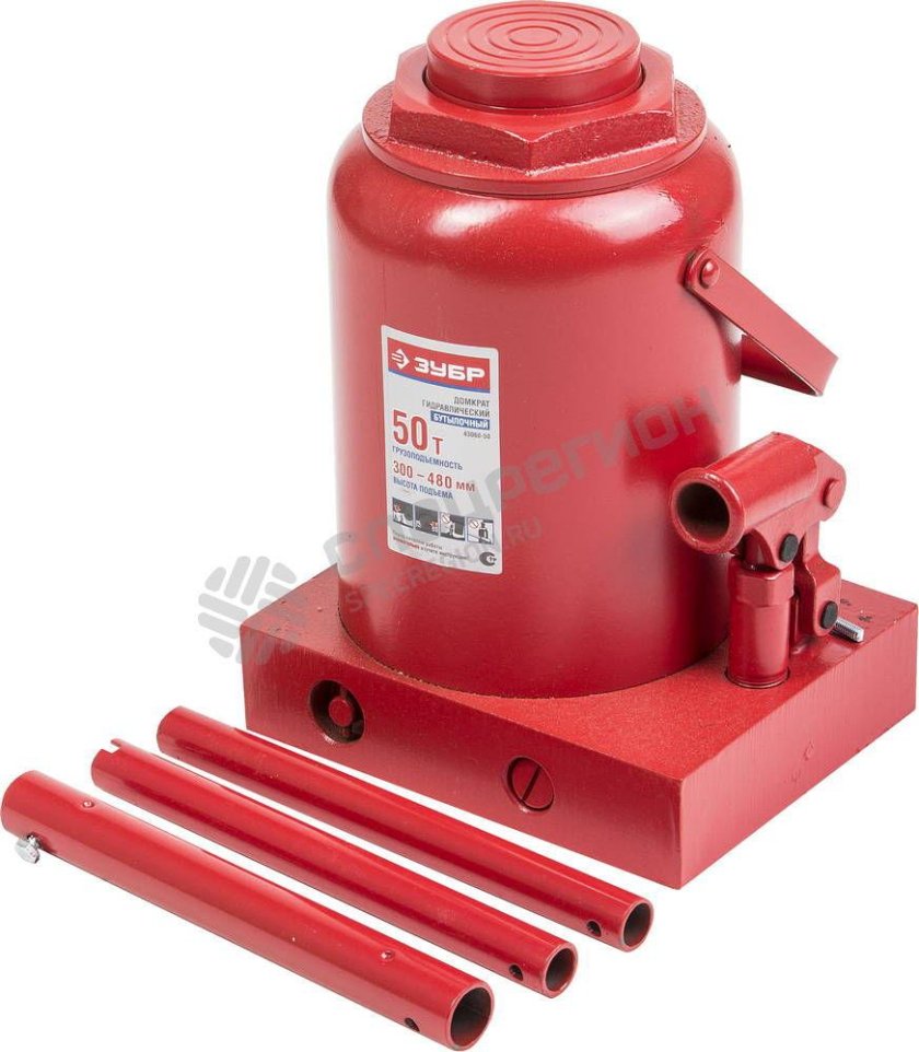 Домкрат гидравлический ЗУБР t50 бутылочный, 20т