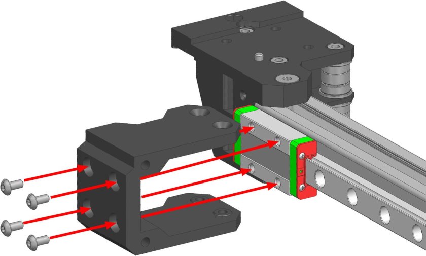 Механизм закрылков рельсы кареток