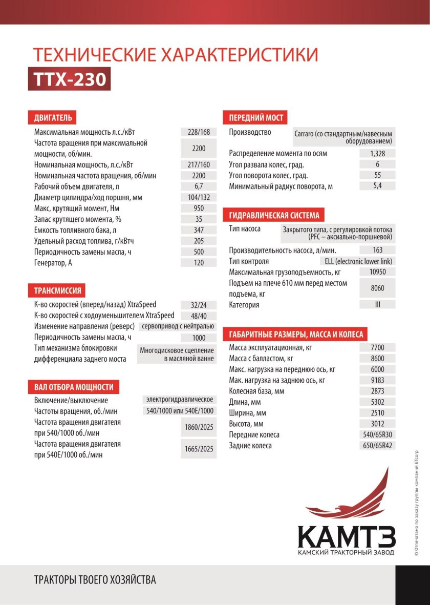 КАМТЗ ТТХ 230