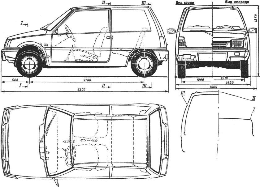 Габариты ВАЗ 1111 Ока