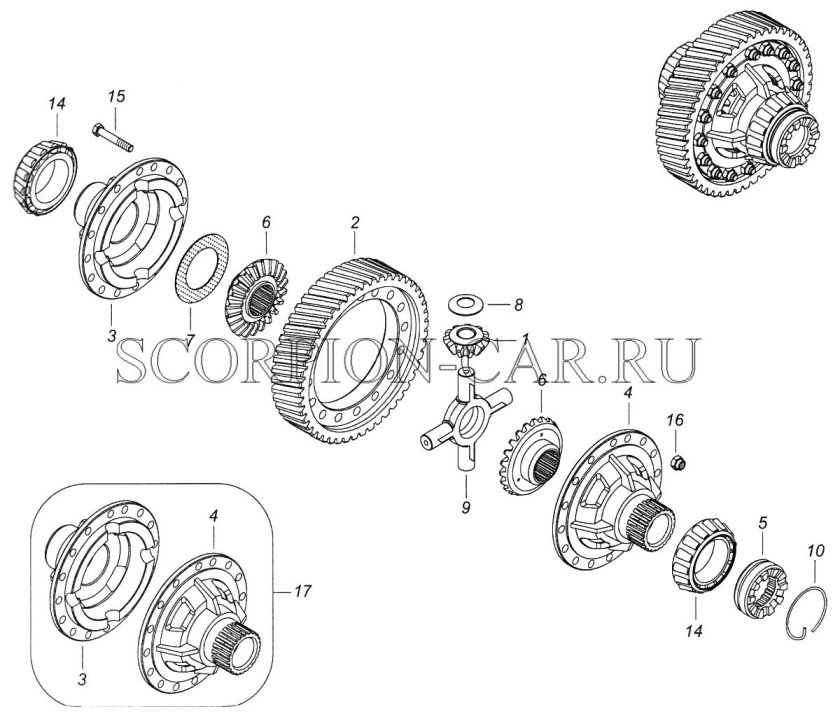 Дифференциал среднего редуктора КАМАЗ 65115