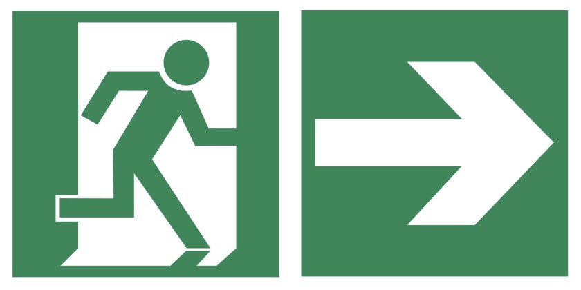 Эвакуационный знак направляющая стрелка