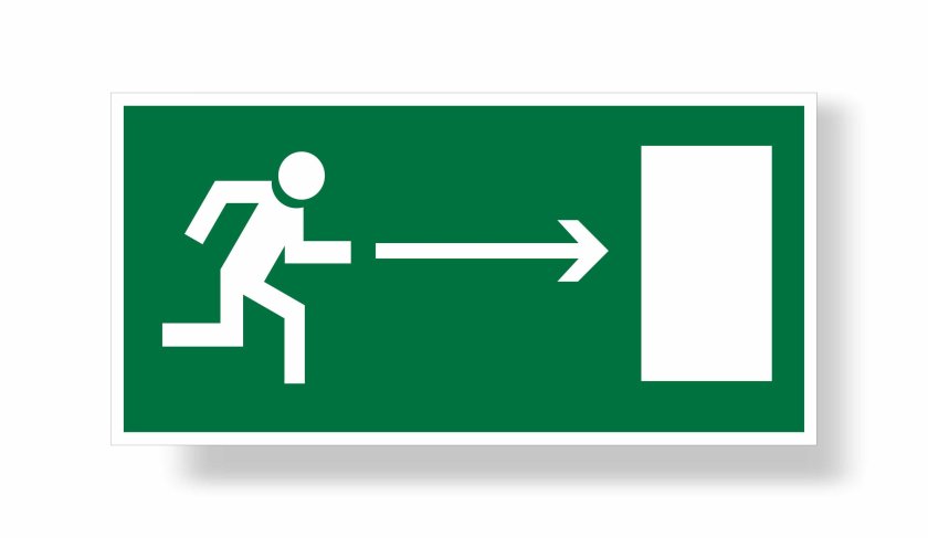 Знак е03 направление к эвакуационному выходу направо