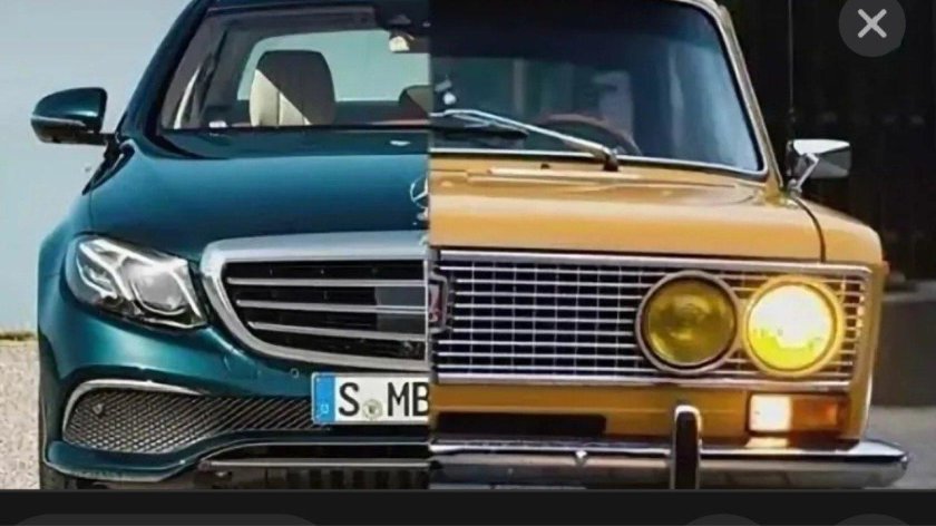 Мерседес 123 и Жигули