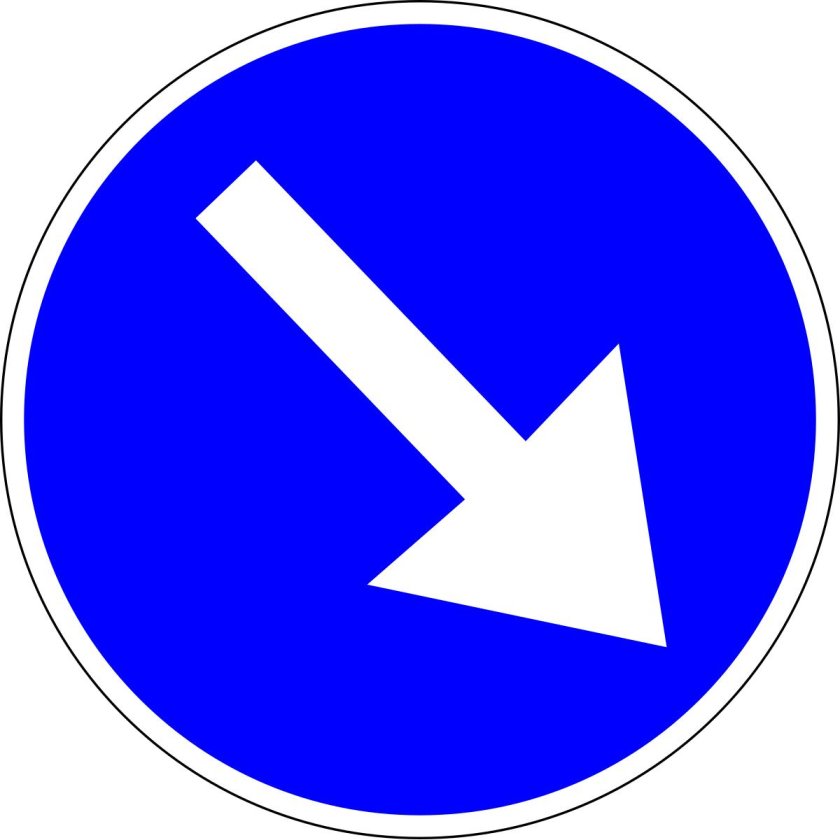 Знак объезд препятствия справа