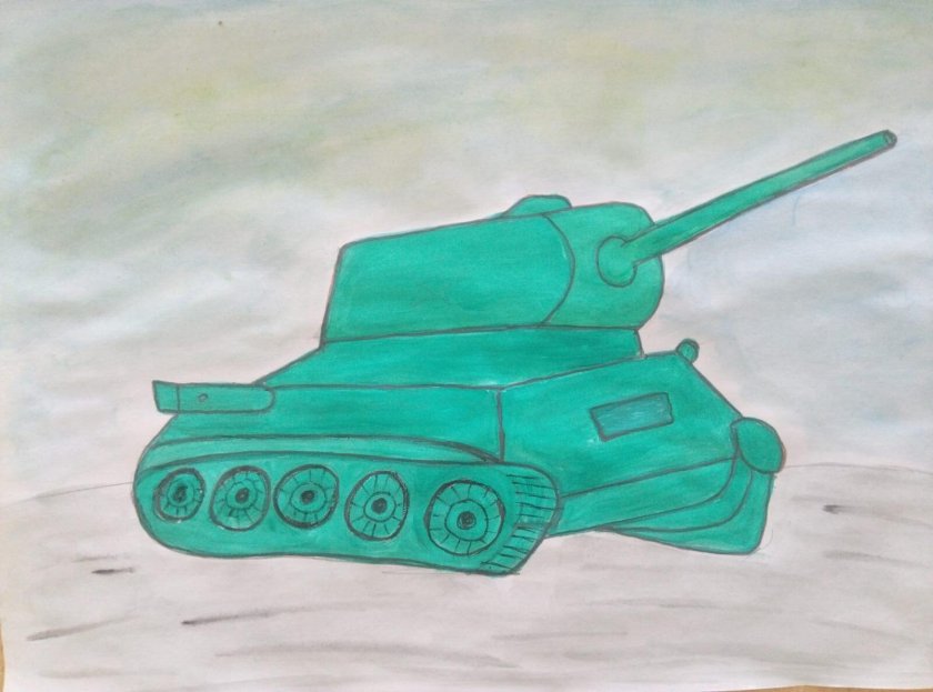 Танк рисунок красками