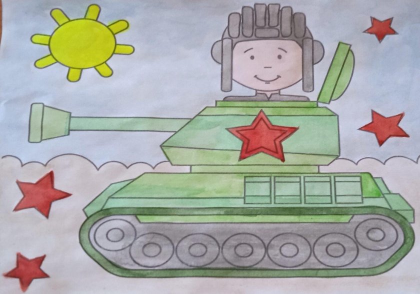 Танк рисунок красками