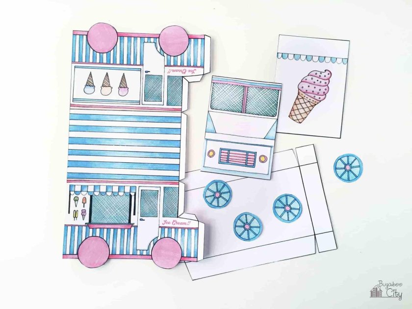 Фургончик с мороженым из картона