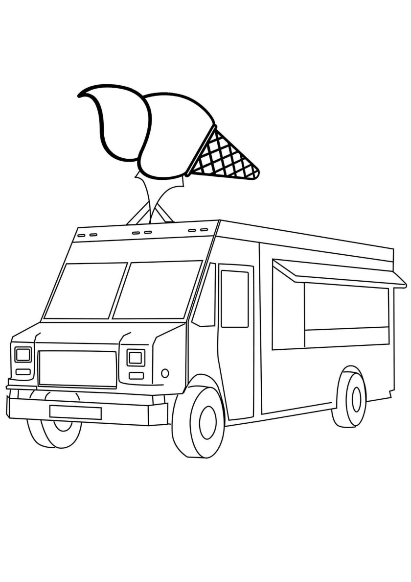 Раскраска фургон мороженщика из игры