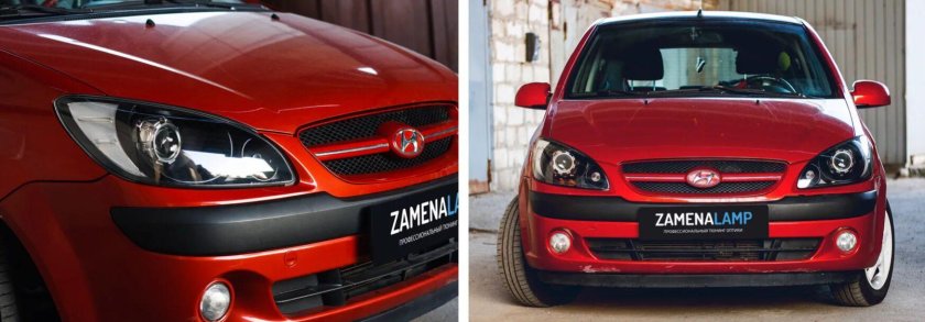Черные фары на Hyundai Getz