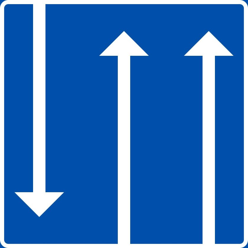 Знак движение по полосам