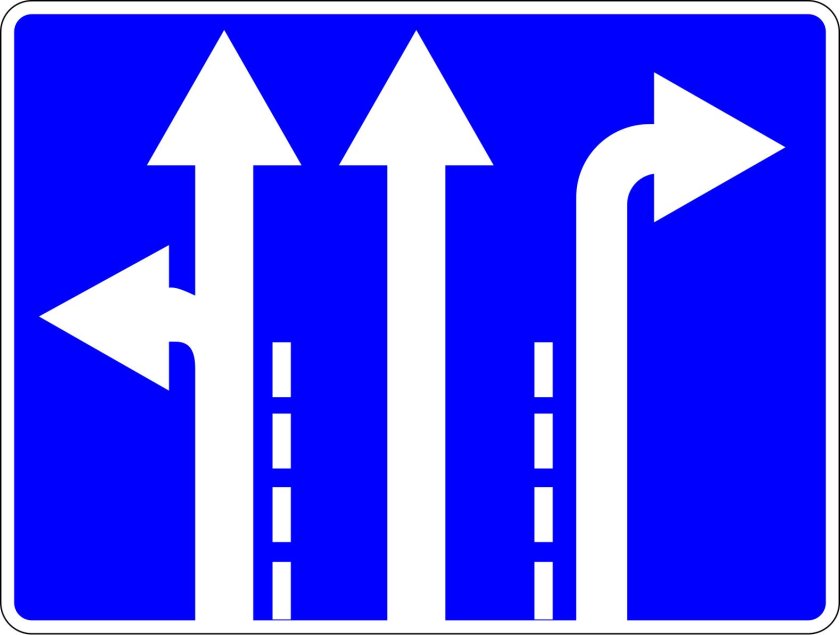 Знак 5.15.1 направления движения по полосам