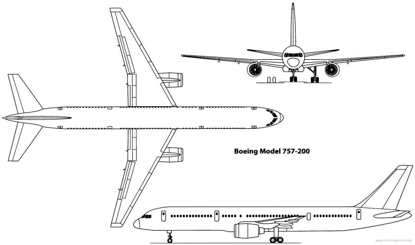 Чертёж самолёта Боинг 757