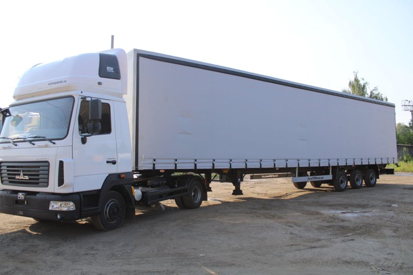 Маз 6430 с полуприцепом бортовой