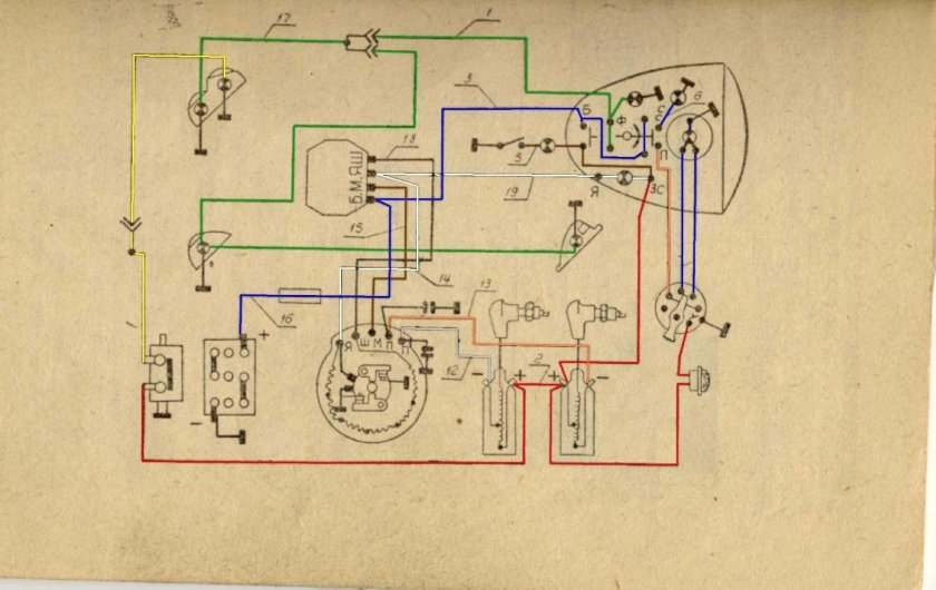 Схема проводки мотоцикла ИЖ Планета 6 вольт