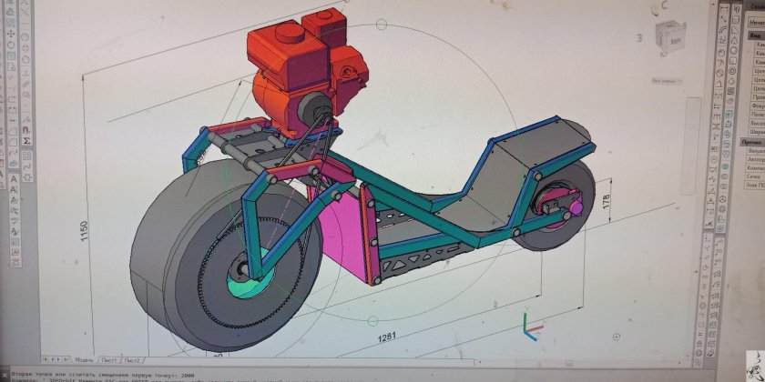 Мотосамокат вездеход с передним приводом