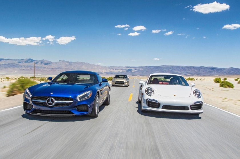 Porsche 911 и Mersedes AMG gt