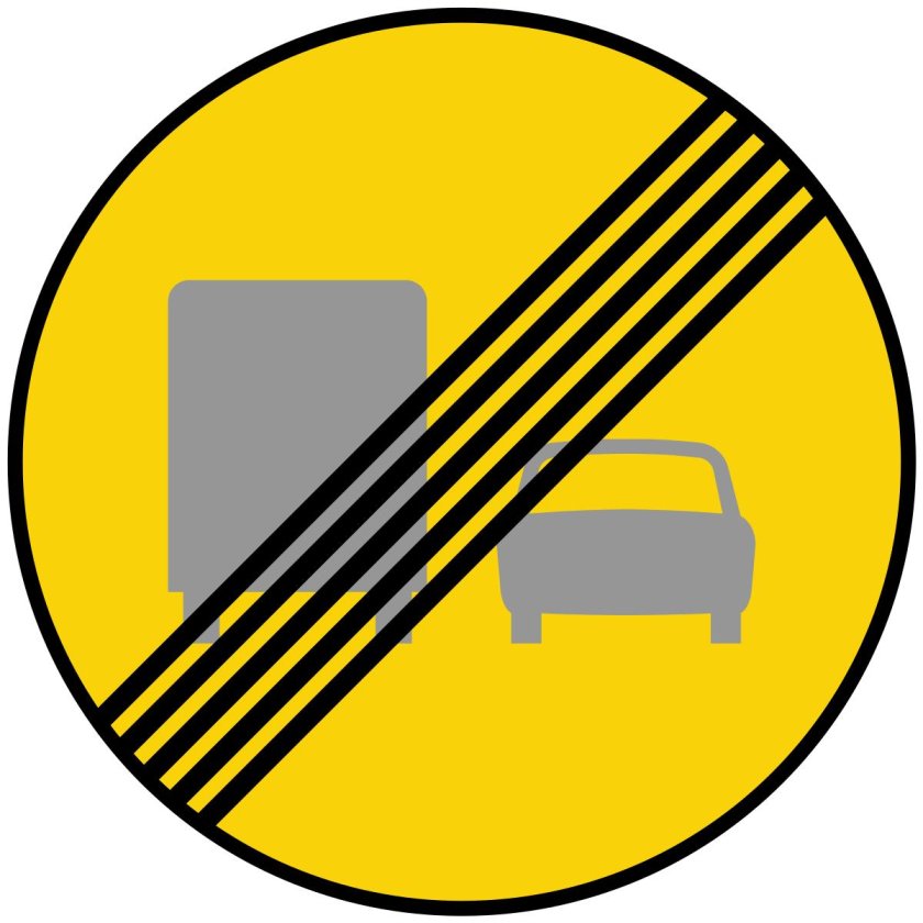 Знак 3.23 конец зоны запрещения обгона грузовым автомобилям