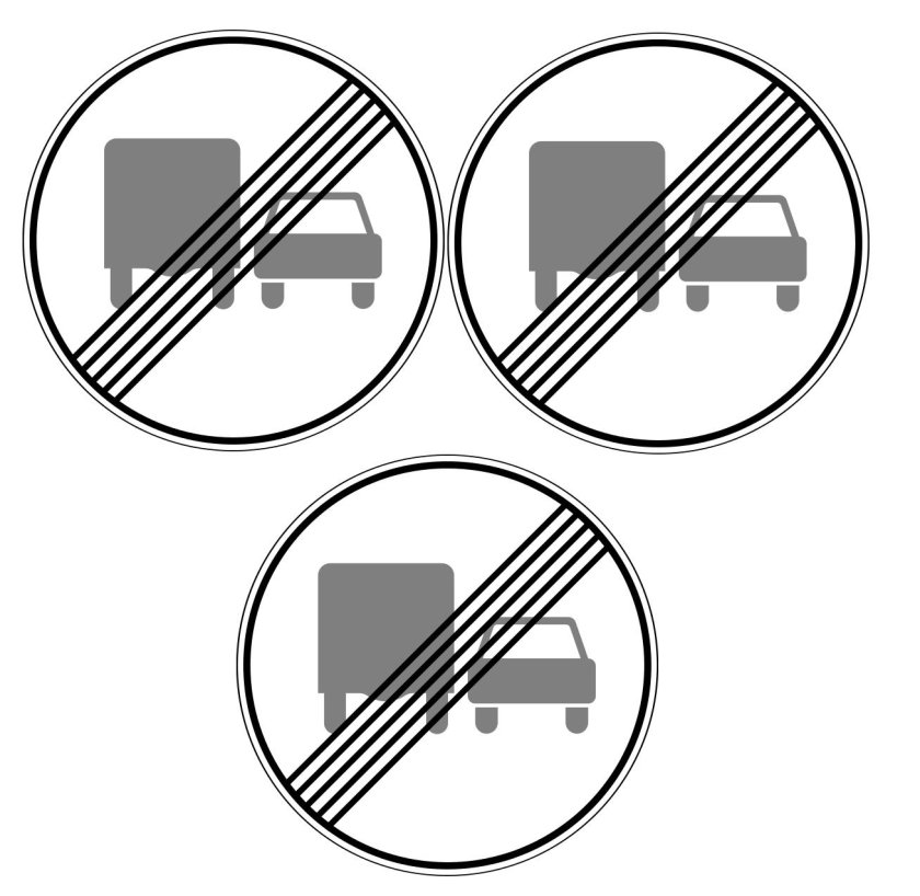 3.23. "Конец зоны запрещения обгоны грузовым автомобилям".