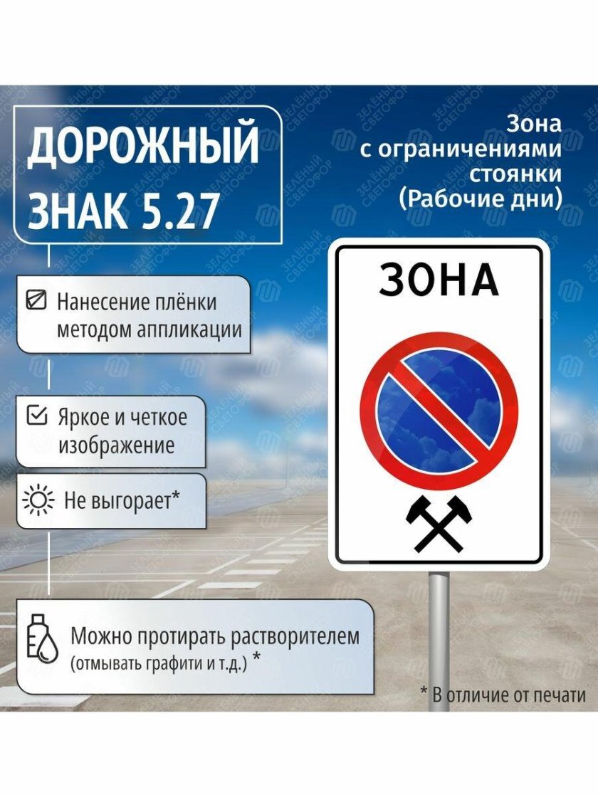 Дорожный знак 5 27 зона с ограничением стоянки