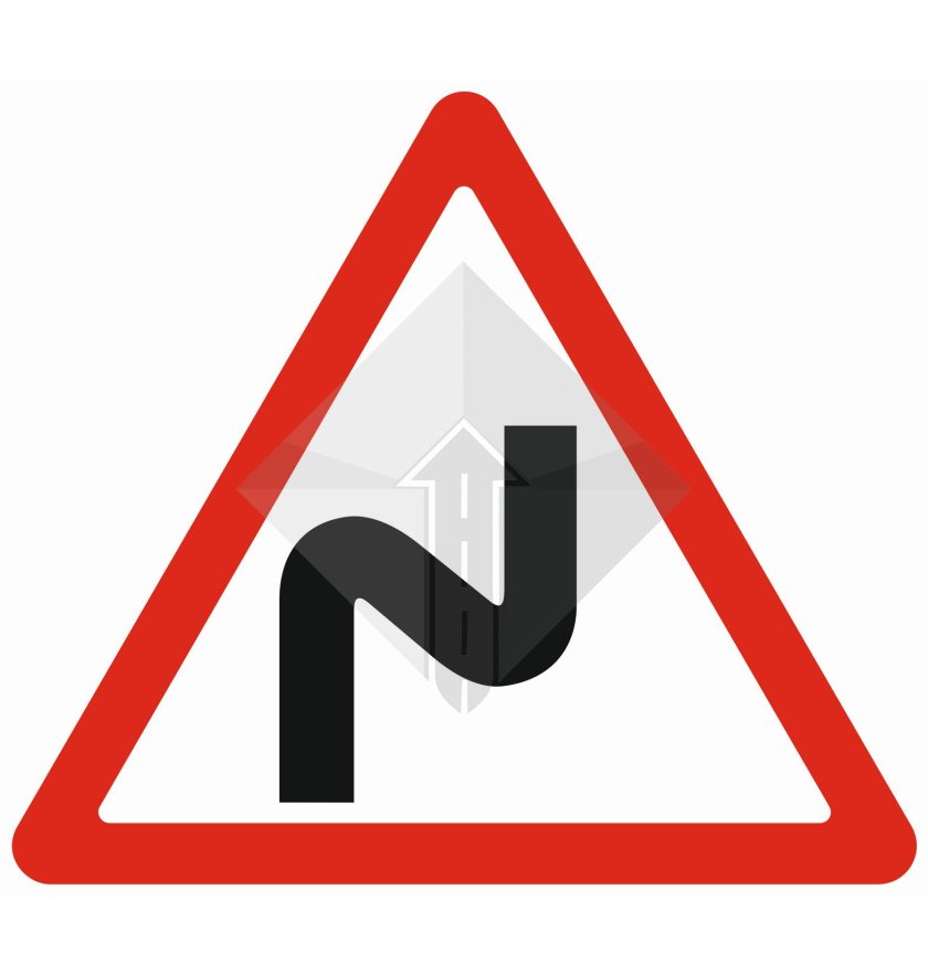 Знак 1.12.1. опасные повороты (с первым поворотом направо)