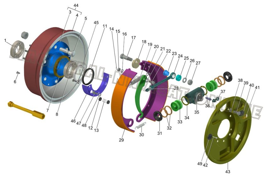 Задний тормозной механизм Газель 3302