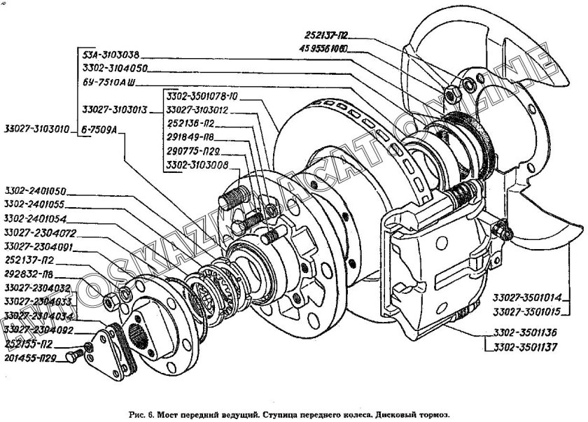 Ступица переднего колеса Газель 3302 схема