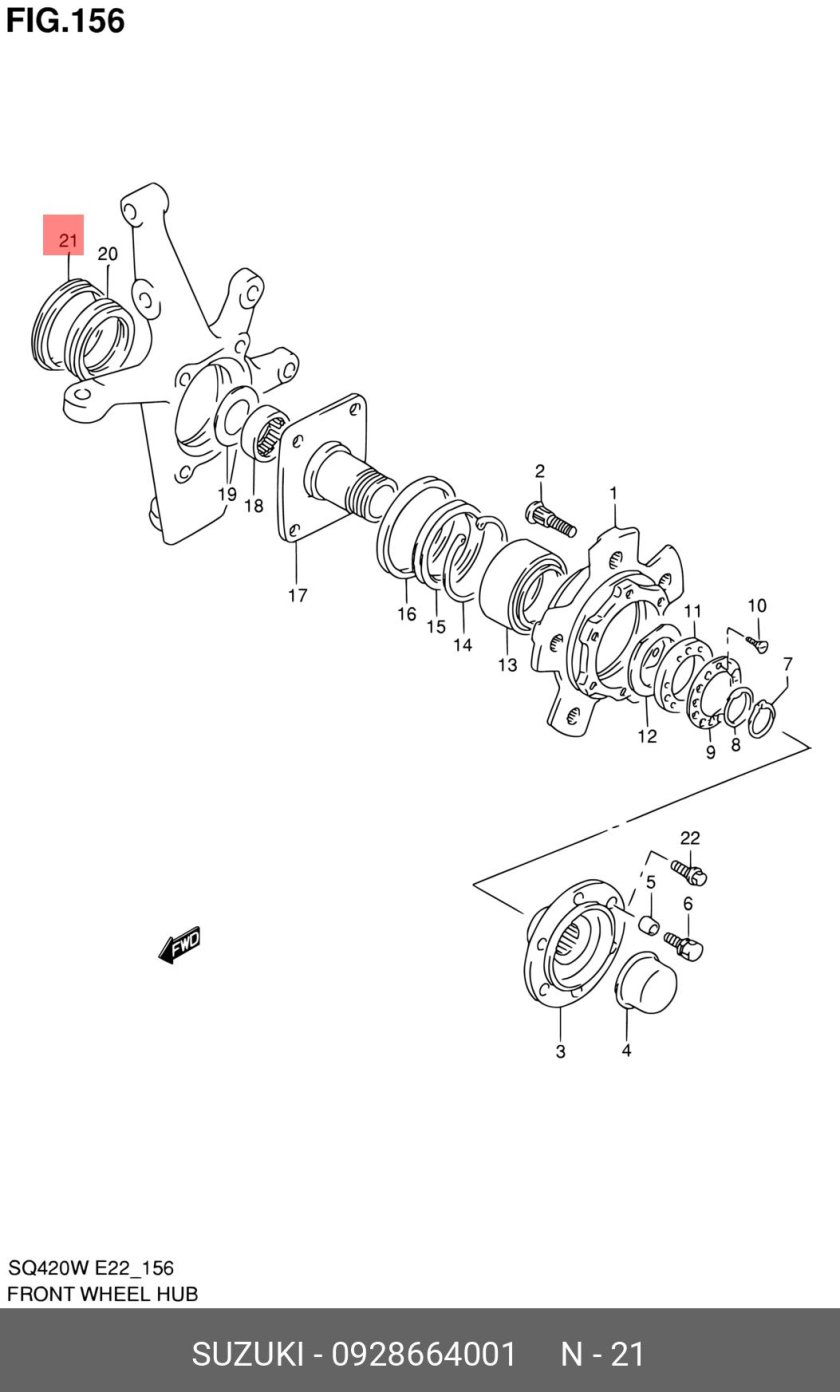 Устройство передней ступицы колеса на Сузуки Гранд Витара 2002