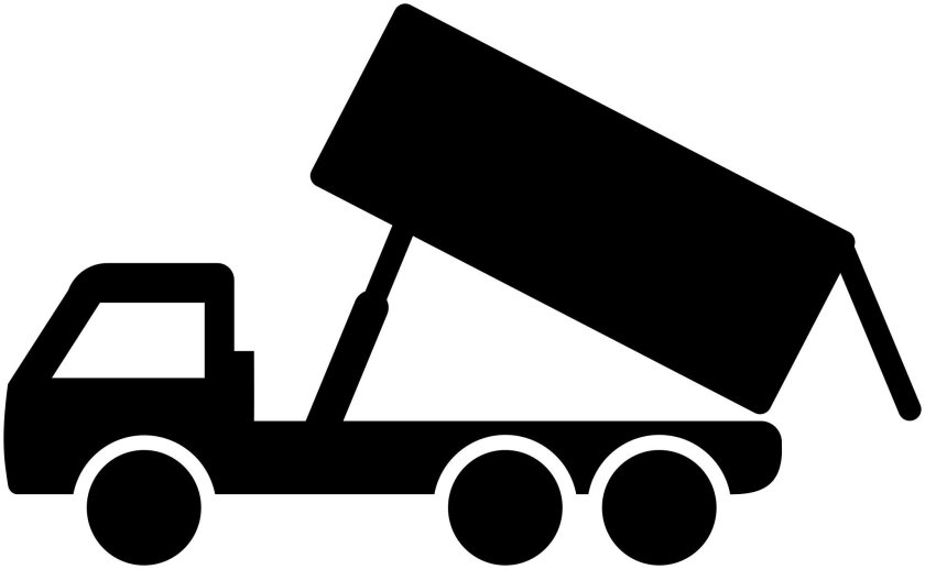 Знак зона разгрузки автосамосвала