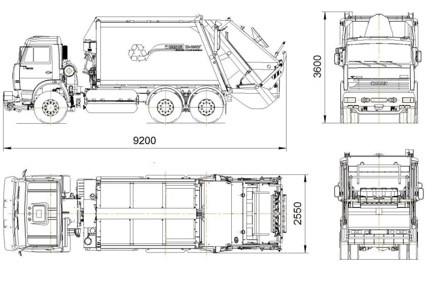 Мусоровоз БМ-53229 чертеж