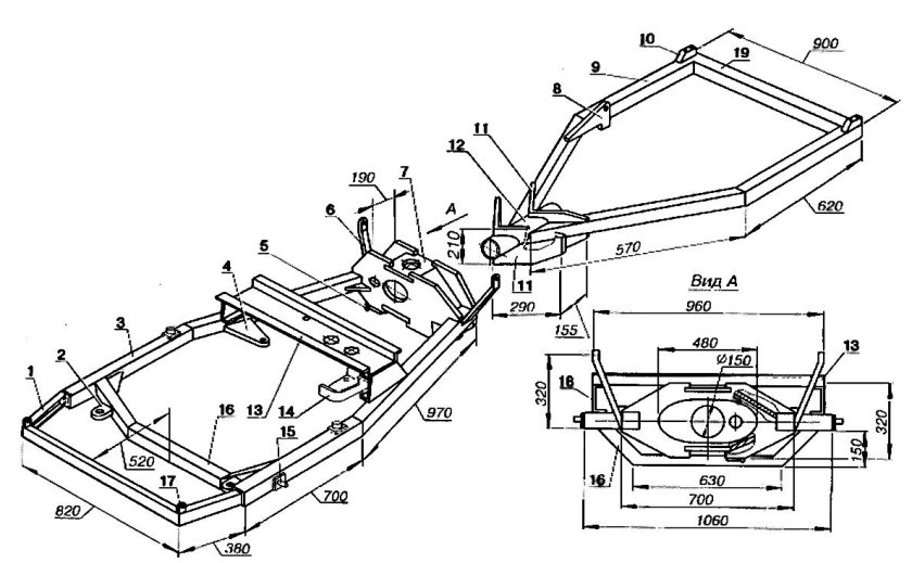 Чертежи для самодельного минитрактора переломки 4х4