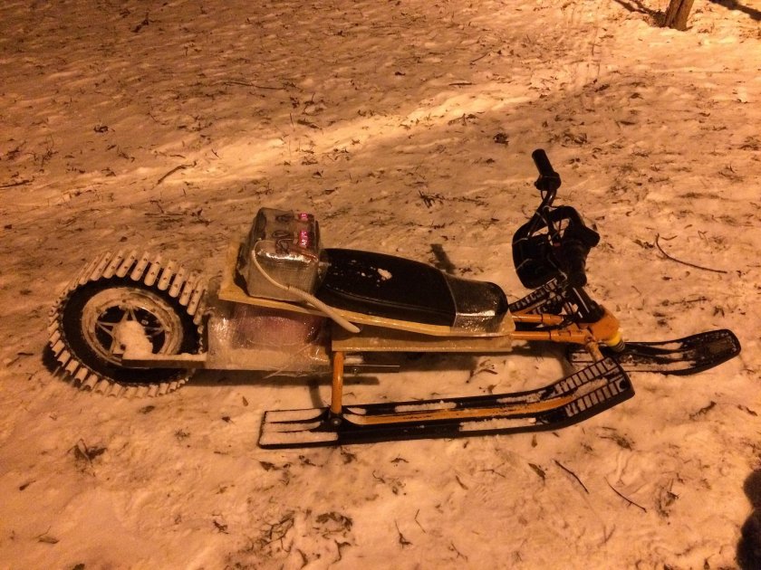 Снегокат с мотором от бензопилы штиль 180