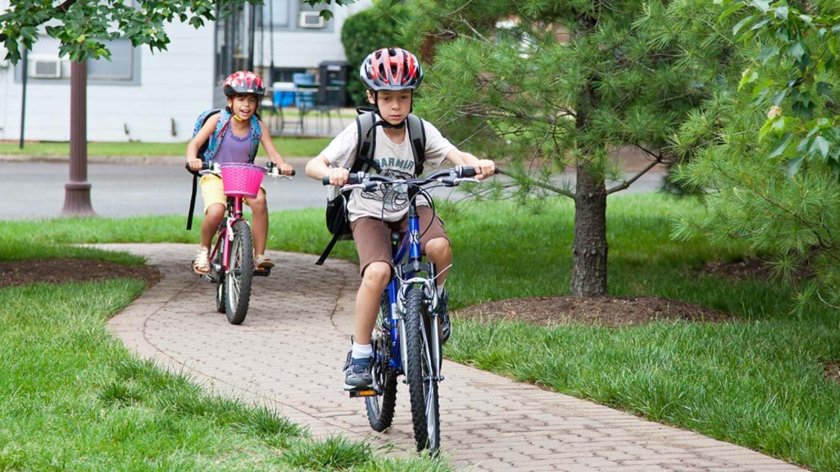 Кататься на велосипедах в школу